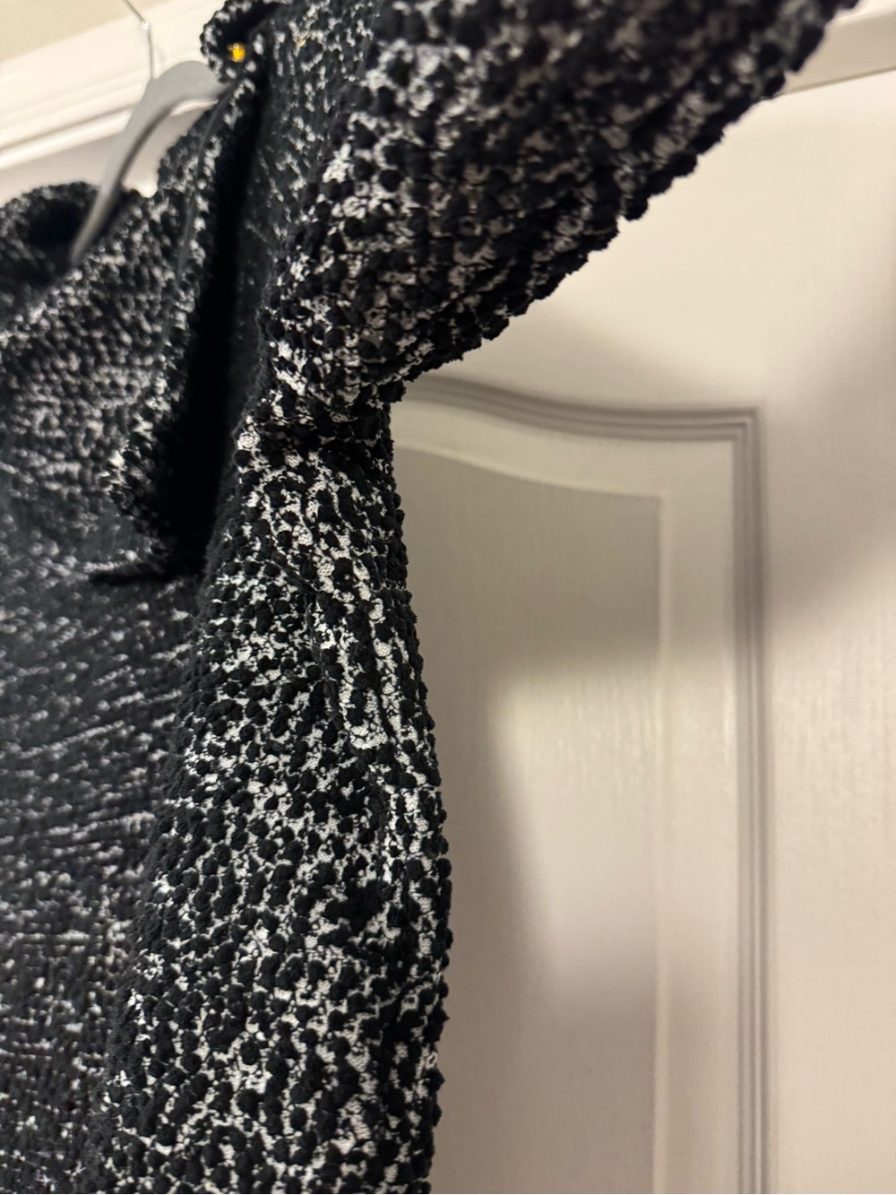 Calvin Klein Black & White Marled Funnel Neck Sweater with Snap Detail - Picture 4 of 13
